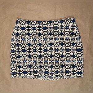Ivory Skirt w/ Blue and Black Geometric Pattern